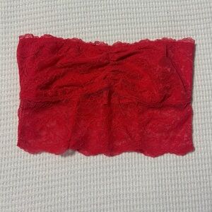 American Eagle Outfitters Red Lace Strapless Bandeau